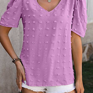 Swiss Dot Puff Sleeve Top